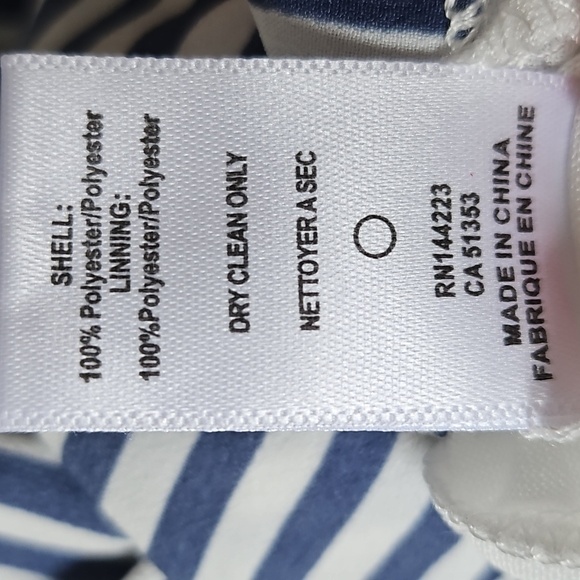 Elizabeth Crosby Pippa Faux Wrap Flutter Sleeves Gray White Stripe Dress  Size S - Picture 11 of 12